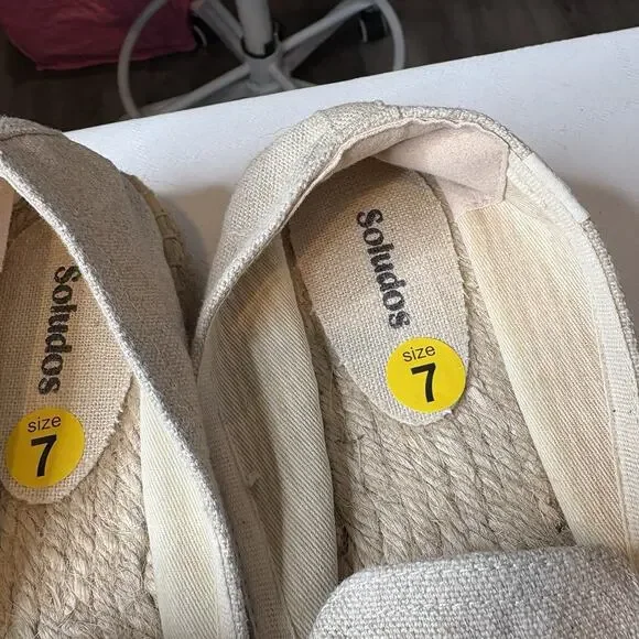 Soludos Women's Beige Embroidered Canvas La Plage Beachy Espadrille Shoes Size 7 - Picture 7 of 9